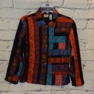 Chico's Multi-Color Button Down Light Weight Lined Jacket